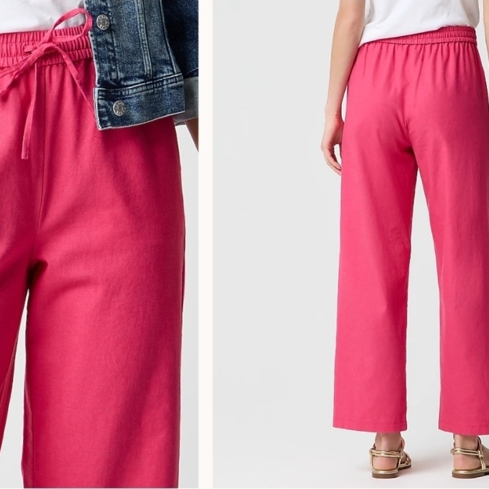 J. Crew Factory Linen-Cotton Blend Drawstring Pant Snap Dragon 14 Tall CG402